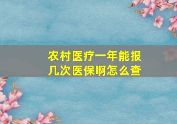 农村医疗一年能报几次医保啊怎么查