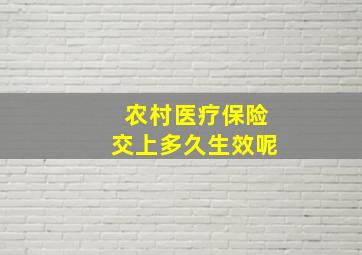 农村医疗保险交上多久生效呢