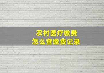 农村医疗缴费怎么查缴费记录