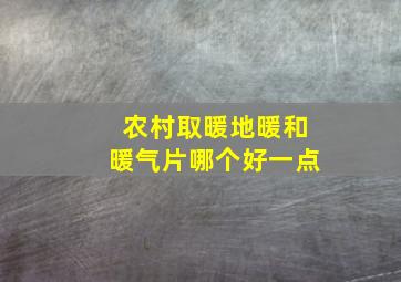 农村取暖地暖和暖气片哪个好一点