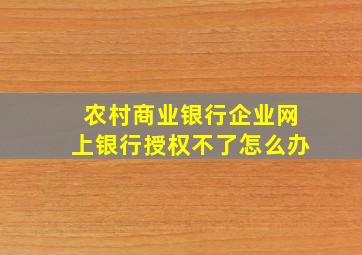 农村商业银行企业网上银行授权不了怎么办