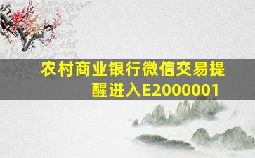 农村商业银行微信交易提醒进入E2000001