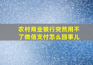 农村商业银行突然用不了微信支付怎么回事儿