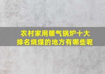 农村家用暖气锅炉十大排名烧煤的地方有哪些呢