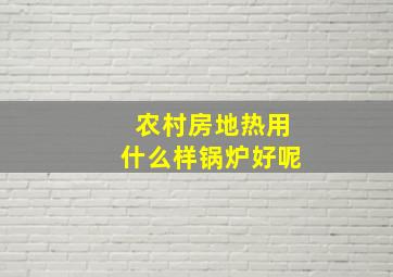 农村房地热用什么样锅炉好呢