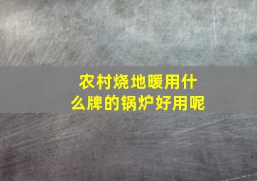 农村烧地暖用什么牌的锅炉好用呢