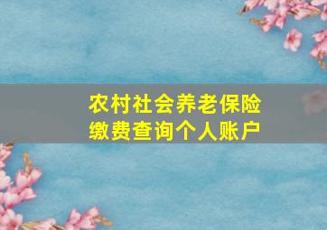 农村社会养老保险缴费查询个人账户