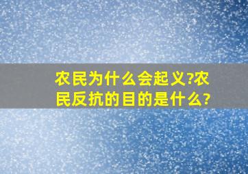 农民为什么会起义?农民反抗的目的是什么?