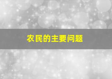 农民的主要问题