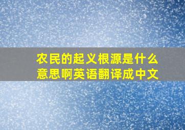 农民的起义根源是什么意思啊英语翻译成中文