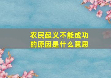 农民起义不能成功的原因是什么意思