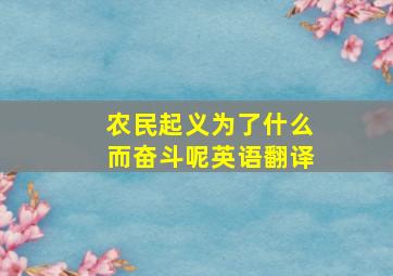 农民起义为了什么而奋斗呢英语翻译