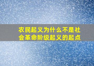 农民起义为什么不是社会革命阶级起义的起点