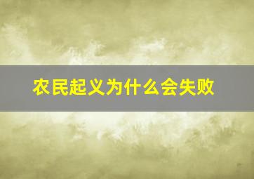 农民起义为什么会失败