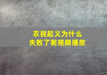 农民起义为什么失败了呢视频播放