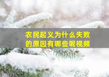 农民起义为什么失败的原因有哪些呢视频