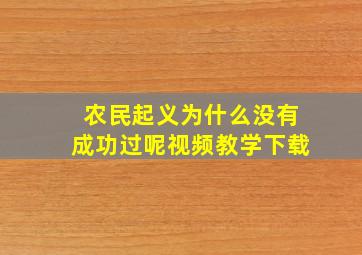 农民起义为什么没有成功过呢视频教学下载