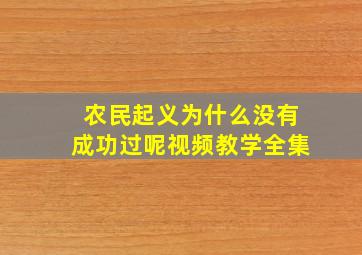 农民起义为什么没有成功过呢视频教学全集