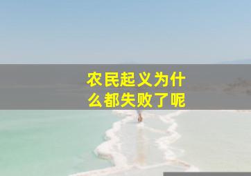 农民起义为什么都失败了呢