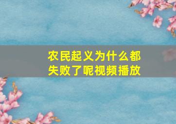 农民起义为什么都失败了呢视频播放