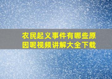 农民起义事件有哪些原因呢视频讲解大全下载