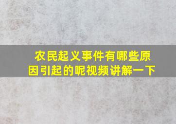 农民起义事件有哪些原因引起的呢视频讲解一下