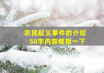 农民起义事件的介绍50字内容概括一下