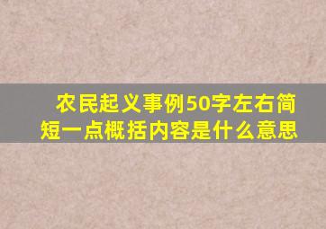 农民起义事例50字左右简短一点概括内容是什么意思