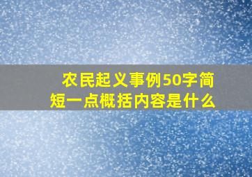 农民起义事例50字简短一点概括内容是什么