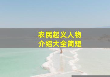 农民起义人物介绍大全简短