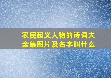 农民起义人物的诗词大全集图片及名字叫什么