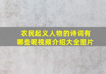 农民起义人物的诗词有哪些呢视频介绍大全图片