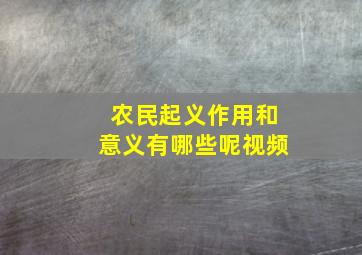 农民起义作用和意义有哪些呢视频