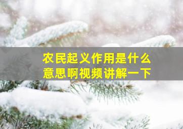 农民起义作用是什么意思啊视频讲解一下