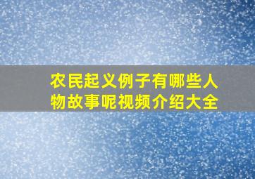 农民起义例子有哪些人物故事呢视频介绍大全