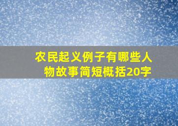 农民起义例子有哪些人物故事简短概括20字