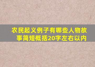 农民起义例子有哪些人物故事简短概括20字左右以内