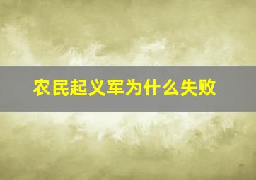 农民起义军为什么失败