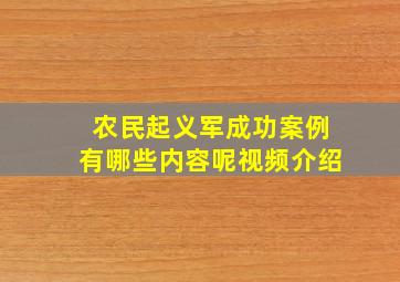 农民起义军成功案例有哪些内容呢视频介绍