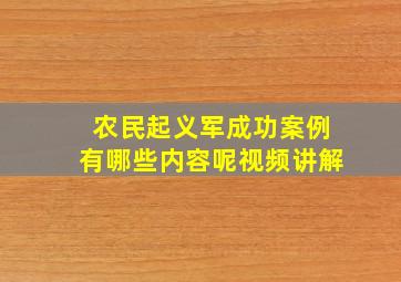 农民起义军成功案例有哪些内容呢视频讲解