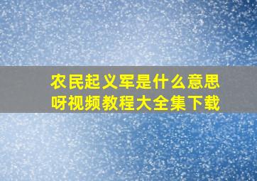 农民起义军是什么意思呀视频教程大全集下载