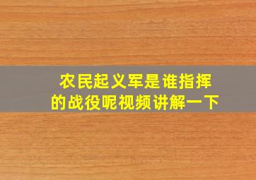 农民起义军是谁指挥的战役呢视频讲解一下