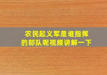 农民起义军是谁指挥的部队呢视频讲解一下