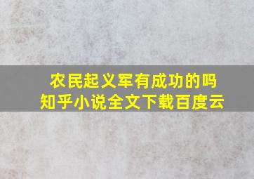 农民起义军有成功的吗知乎小说全文下载百度云