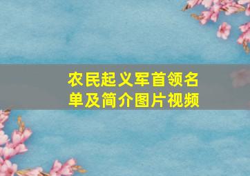 农民起义军首领名单及简介图片视频