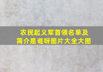 农民起义军首领名单及简介是谁呀图片大全大图