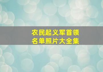 农民起义军首领名单照片大全集