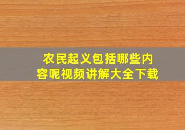 农民起义包括哪些内容呢视频讲解大全下载