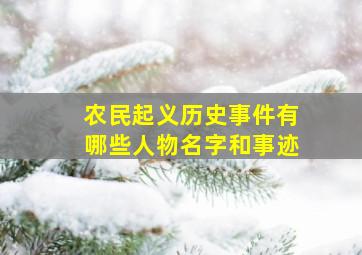 农民起义历史事件有哪些人物名字和事迹