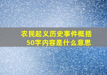 农民起义历史事件概括50字内容是什么意思